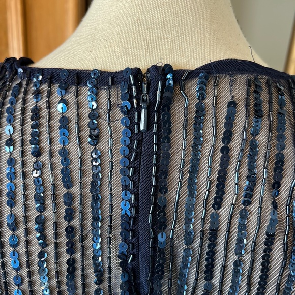 NWT Mac Duggal 14007 Embellished Short Sleeve Empire Waist Dress 6 Blue A-line - Picture 11 of 12